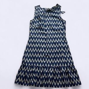 J. Crew Blue and White Sleeveless Tiered Sundress